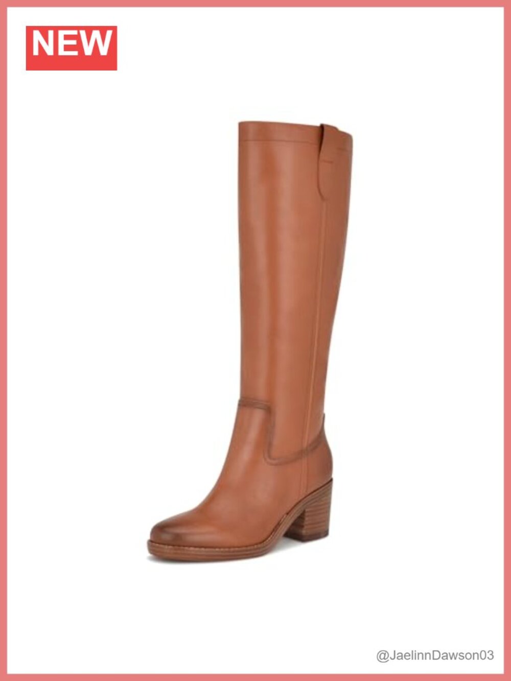 Nine West Hecee Knee High Pull On Boots Block Heel Leather